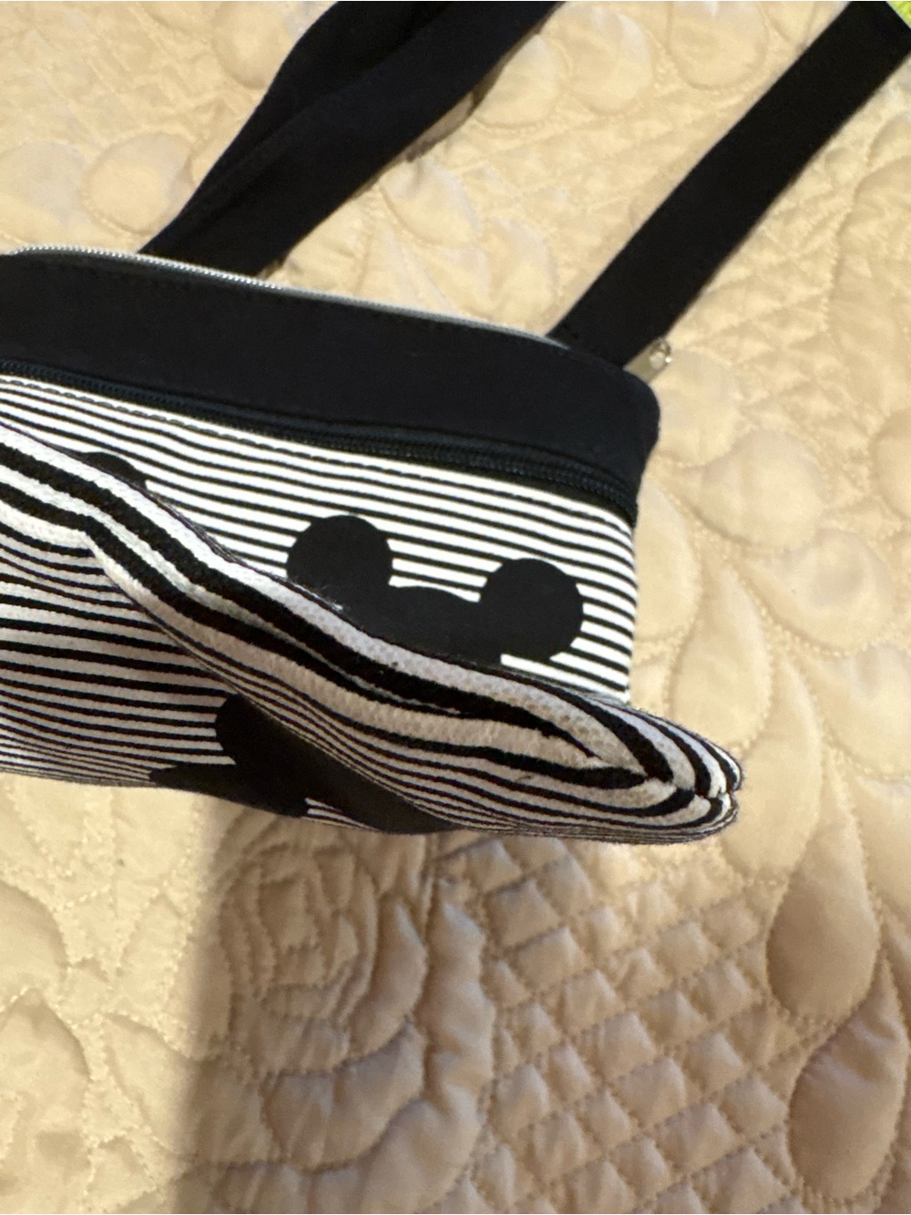 Authentic Disney Parks Mickey Mouse Black & White Striped Crossbody Bag - Picture 15 of 15